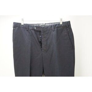 Borrelli Solid Blue 100% Cotton Pants Trousers Sz 34 NEW